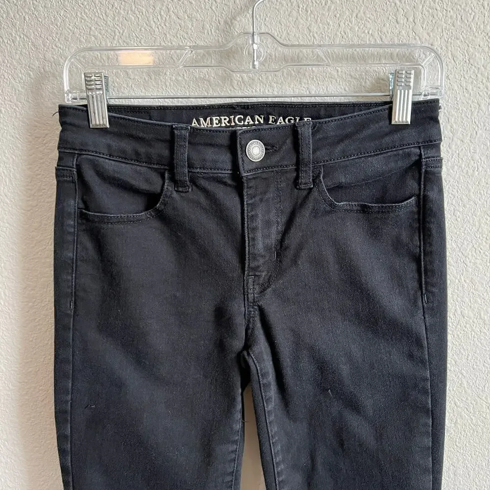 American Eagle Black Mid Rise Jegging Jeans Women's 4 Super Stretch Skinny